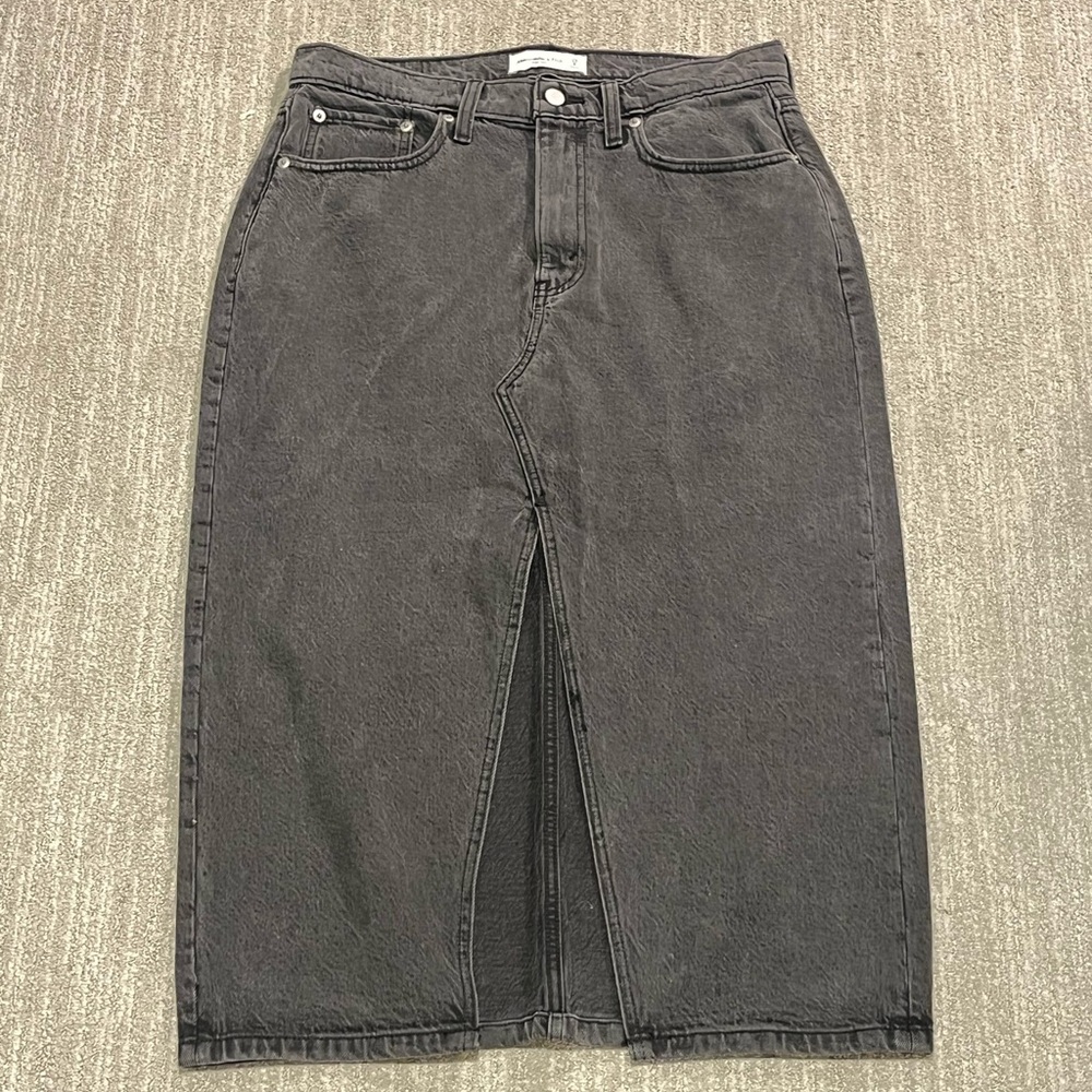Abercrombie & Fitch Black Midi Denim Skirt